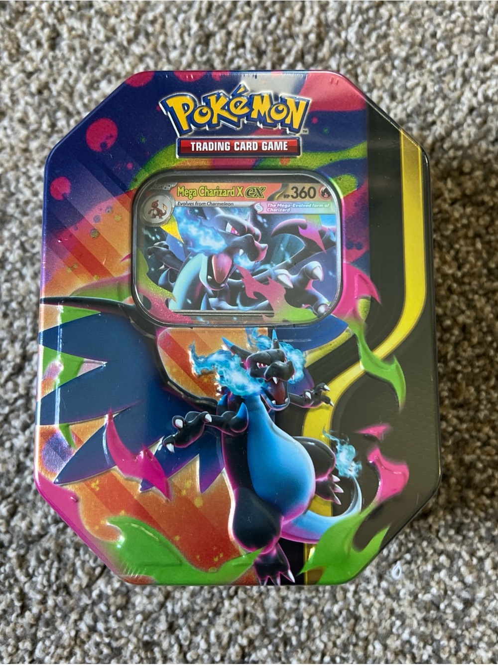 Pokemon TCG Mega Charizard X EX Tin 4 Booster Packs & Charizard Promo Sealed